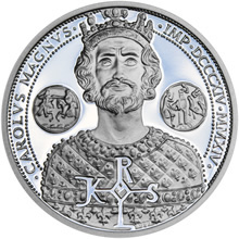 Náhled Averzní strany - Stříbrná mince 50 Centů Karel Veliký proof