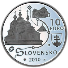 Náhled Reverzní strany - 10 € - Svetové dedičstvo UNESCO Drevené chrámy v slov. časti karpatského oblúka proof