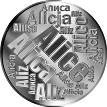 Náhled Reverzní strany - Česká jména - Alice - velká stříbrná medaile 1 Oz
