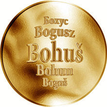 Náhled Reverzní strany - Slovenská jména - Bohuš - velká zlatá medaile 1 Oz