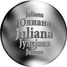 Náhled Reverzní strany - Slovenská jména - Juliana - velká stříbrná medaile 1 Oz