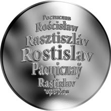 Náhled Reverzní strany - Česká jména - Rostislav - velká stříbrná medaile 1 Oz