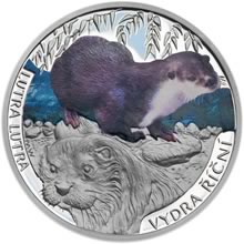 Náhled Averzní strany - Stříbrná mince 1 NZD Vydra říční - kolorovaná