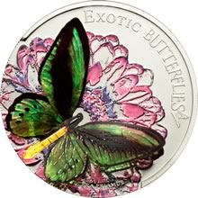 Náhled Reverzní strany - 2012 Exotic Butterflies - Ornithoptera Priamus - Tokelau Ag 3D