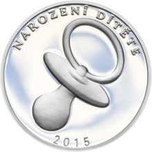 Silber Medaillon k narození dítěte 2015 - 28 mm