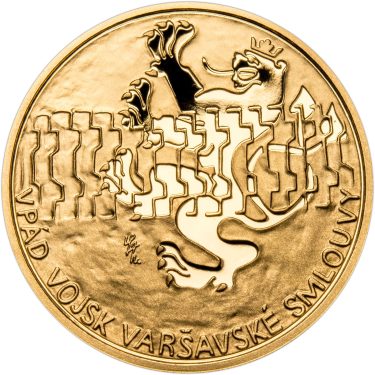 Náhled Averzní strany - Sada zlatého dukátu a stříbrného odražku Vpád vojsk Varšavské smlouvy - proof