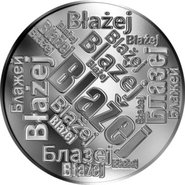 Náhled Averzní strany - Česká jména - Blažej - velká stříbrná medaile 1 Oz