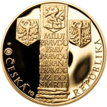 Náhled Reverzní strany - Sada zlatého dukátu a stříbrného odražku Jan Hus - II. - proof