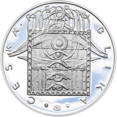 Náhled Reverzní strany - Nevydané mince Jiřího Harcuby - Otto Wichterle 34mm stříbro Proof