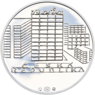 Náhled Reverzní strany - Nevydané mince Jiřího Harcuby - Tomáš Baťa mladší 34mm stříbro Proof