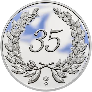 Náhled Averzní strany - Medaile k životnímu výročí 35 let - 1 Oz stříbro Proof