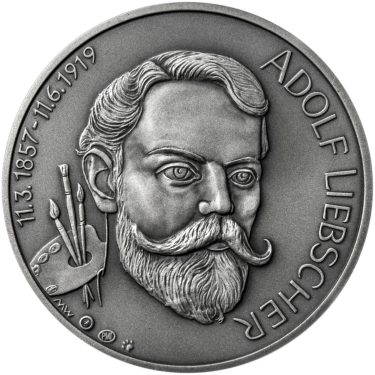 Náhled Averzní strany - Adolf Liebscher - 160. výročí narození stříbro patina