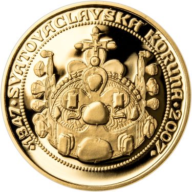 Náhled Reverzní strany - Sada zlatého dukátu a stříbrného odražku Korunovace Karla IV. - proof