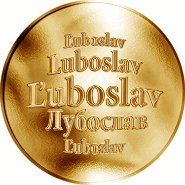 Náhled Averzní strany - Slovenská jména - Ľuboslav - velká zlatá medaile 1 Oz