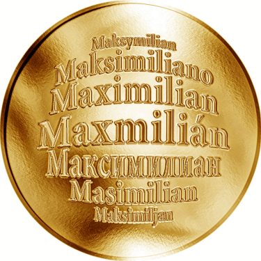 Náhled Averzní strany - Česká jména - Maxmilián - velká zlatá medaile 1 Oz
