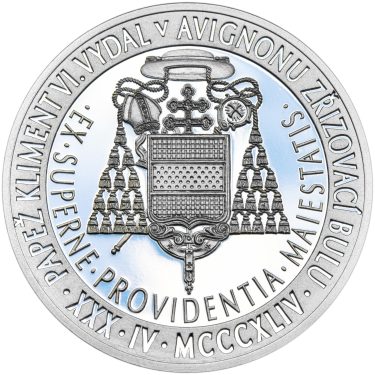 Náhled Reverzní strany - Povýšení pražského biskupství na arcibiskupství - 670 let - 1 Oz stříbro Proof