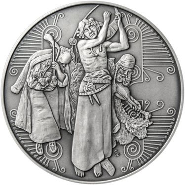 Náhled Reverzní strany - Slavnost Svantovítova 50 mm stříbro patina