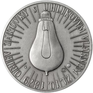 Náhled Reverzní strany - Thomas Alva Edison - 135. výročí sestrojení žárovky stříbro patina