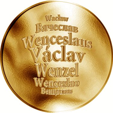Náhled Averzní strany - Česká jména - Václav - velká zlatá medaile 1 Oz