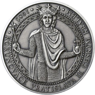 Náhled Averzní strany - Korunovace Vratislava II českým králem - stříbro patina