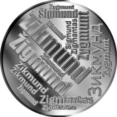 Náhled Averzní strany - Česká jména - Zikmund - velká stříbrná medaile 1 Oz