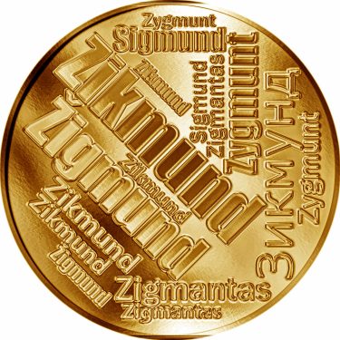 Náhled Averzní strany - Česká jména - Zikmund - velká zlatá medaile 1 Oz