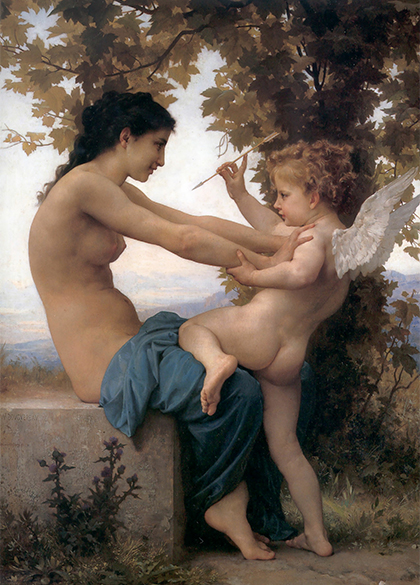 M�dchen wehrt Liebe. William-Adolphe Bouguereau